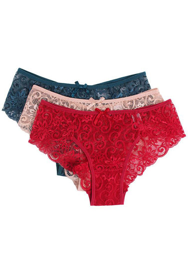 Mid Rise Transparent Lace Panties (Pack of 3), NikkiandNaomi