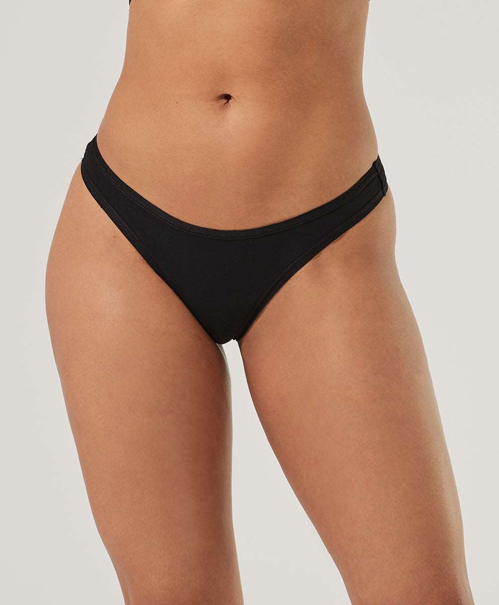 Organic Cotton Black Thong Panties(Pack of 3), NikkiandNaomi