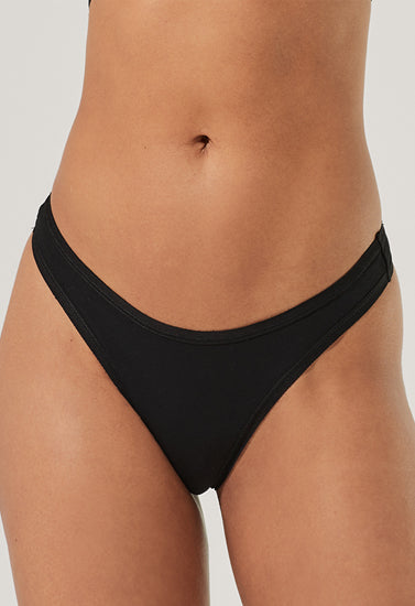 Organic Cotton Black Thong Panties(Pack of 3), NikkiandNaomi