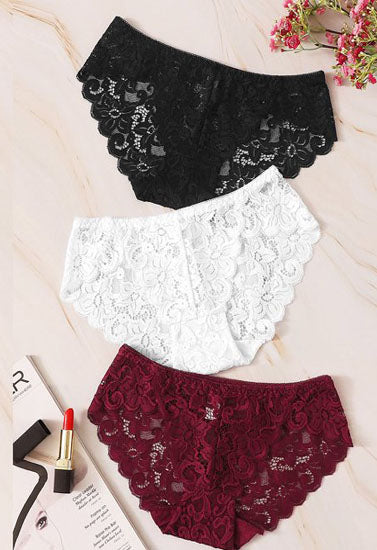Lace Flowers hipster Panties (Pack of 3), NikkiandNaomi