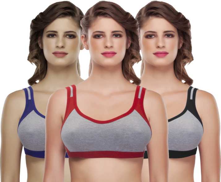 Medium Impact Non Padded Sports Bra (Pack of 3), NikkiandNaomi