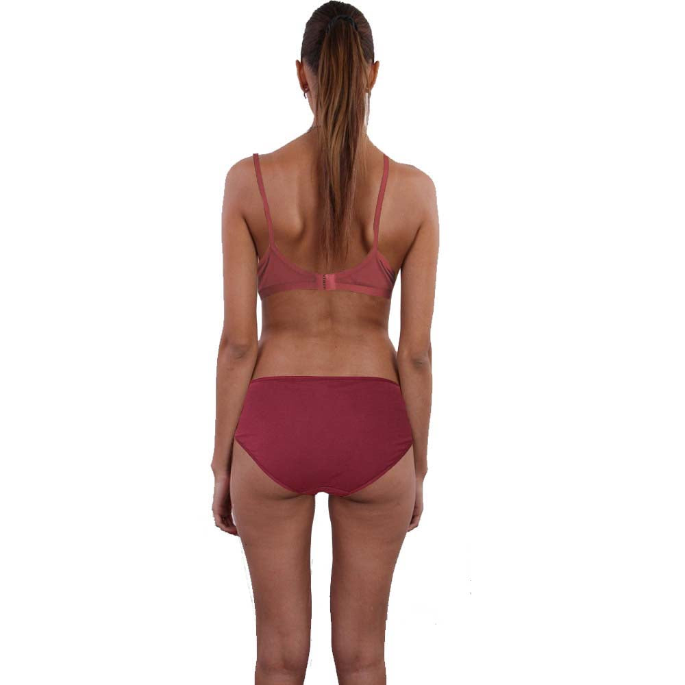 Organic Cotton Brown Bra Panty Set For Humid Weather, NikkiandNaomi