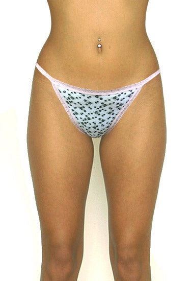 Essentials Cotton Stretch Floral Print Lace Thong, NikkiandNaomi