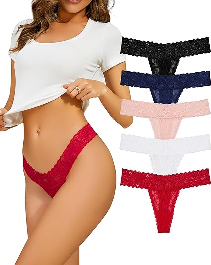 Sexy Lace Thongs for Women - Pack of 4, NikkiandNaomi