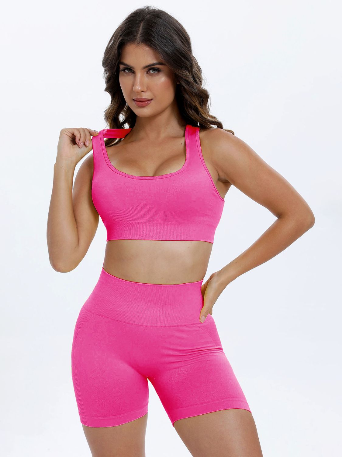 Scoop Neck Wide Strap Top and Shorts Active Set, NikkiandNaomi