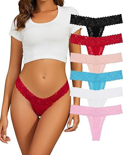 Sexy Lace Thongs for Women - Pack of 4, NikkiandNaomi