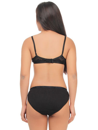 Black Absolute Everyday Bra Panty Set, NikkiandNaomi