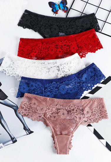 Beautiful Low Waist Thong Panties (Pack of 5), NikkiandNaomi