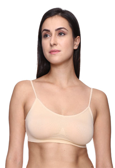 "Comfort" Beige Thin Straps Sports Bra,,NikkiandNaomi