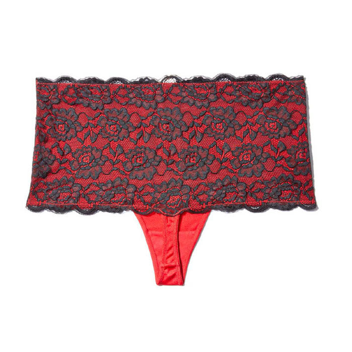 Black T-String Red Thread Work Thong, NikkiandNaomi