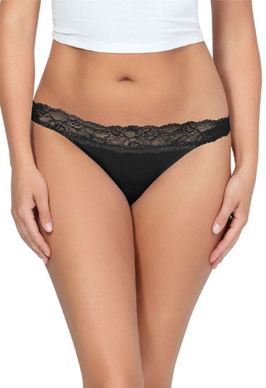 Black Trim Lace Thong, NikkiandNaomi