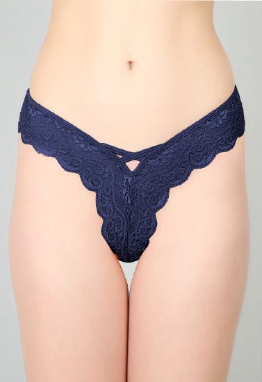 Blue Lace Design Women&#39;s Thongs (Pack of 1), NikkiandNaomi
