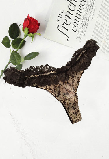 Blush Frill Waistband Flirty Lace Tanga Thong, NikkiandNaomi