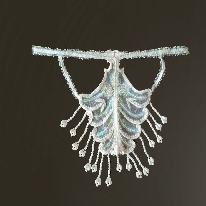 Bridal Sexy Pearl White G-String, NikkiandNaomi
