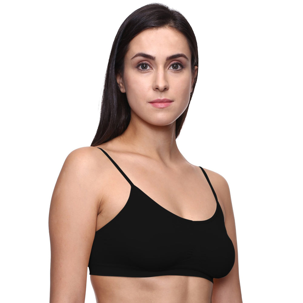 Very Smart &amp; Sexy Black Thin Straps Sports Bra, NikkiandNaomi