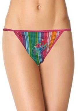 Cool Stripes N Flower Print G-String Thong, NikkiandNaomi