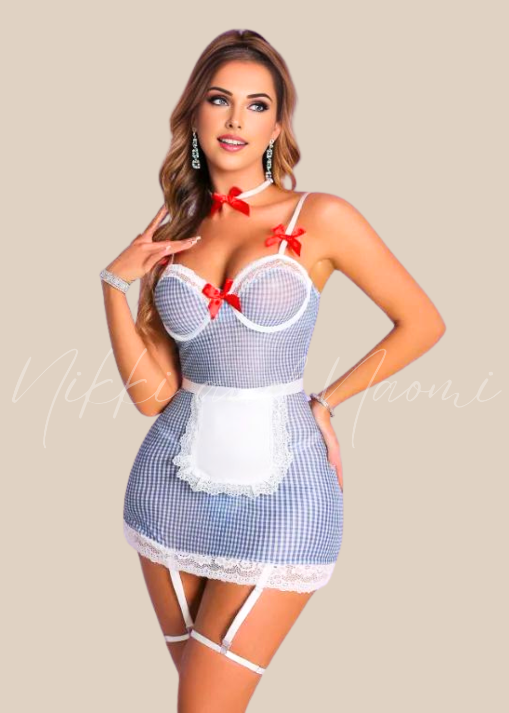 Countryside maid plaid costume for women by Nikki