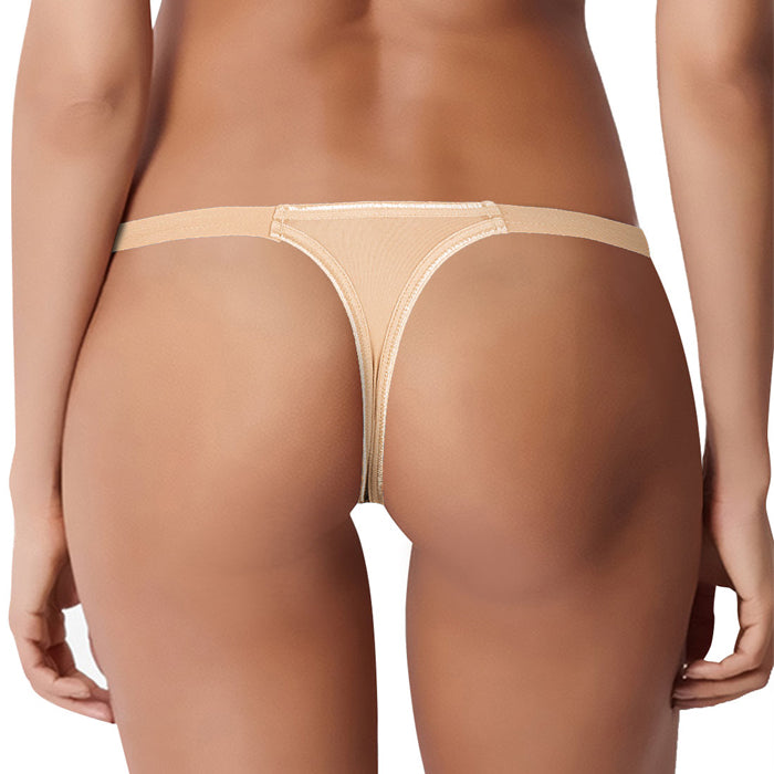 Beige Side Lace Panel Thong, NikkiandNaomi