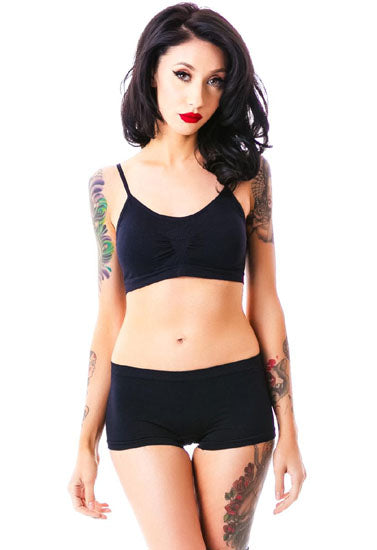 Sporty Spaghetti Strap Sports Bra Matching Boyshorts, NikkiandNaomi