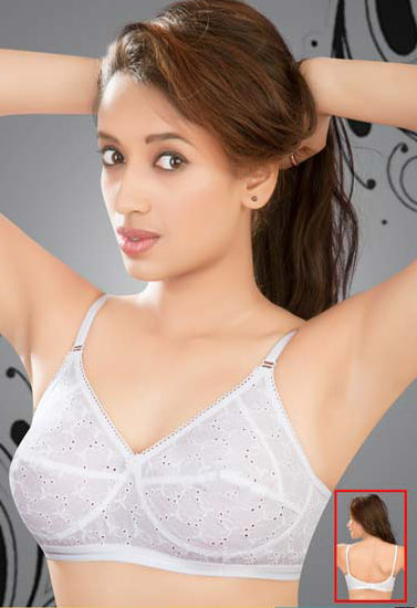 Everyday Wear Chicken Work White Bra (Pack Of 2), NikkiandNaomi