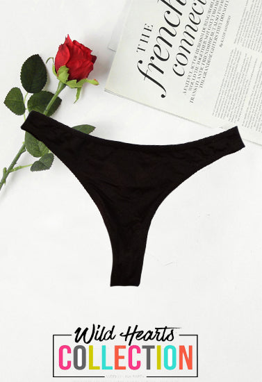Fast Tack Black Tanga Thong In XS, NikkiandNaomi