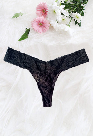 Lounge In Love Black Lace Thong, NikkiandNaomi