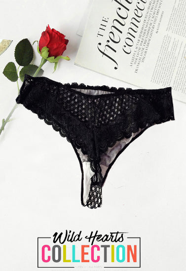 Hot Mesh Black Lace Thong Panty, NikkiandNaomi