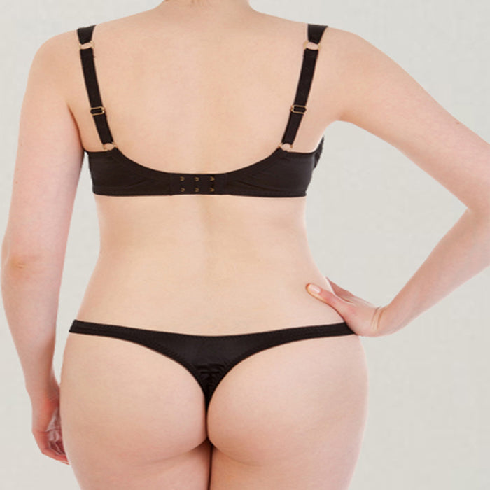 Hot Sexy Black Push Up Bra And Thong Set, NikkiandNaomi