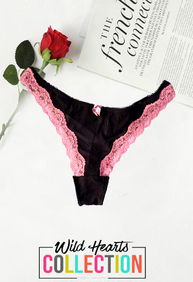 New Floral Scalloped Lace See Through Thong + 1 Free Bra, NikkiandNaomi