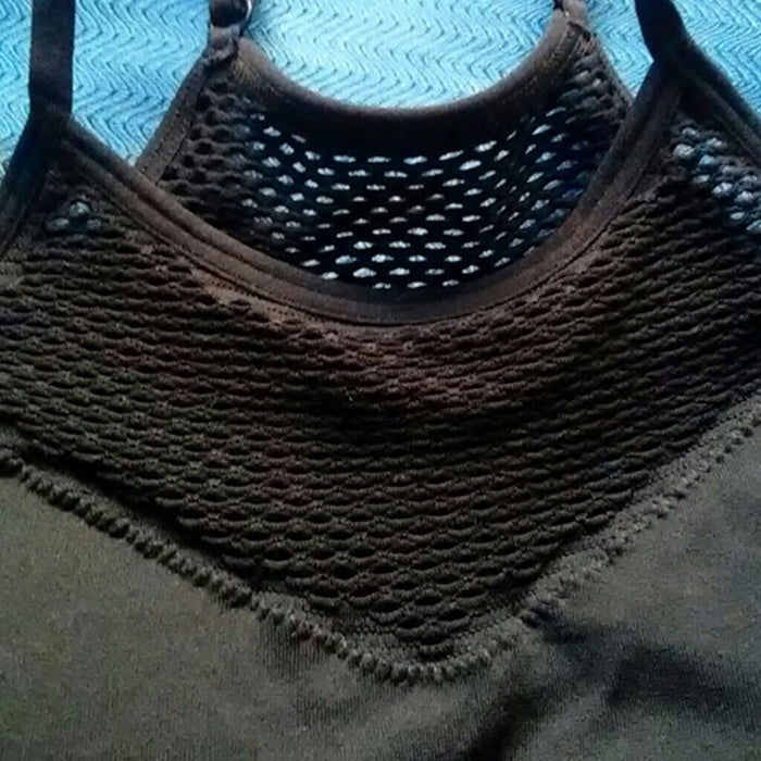 Ladies Fishnet Cut High Neck Black Cami Bra, NikkiandNaomi