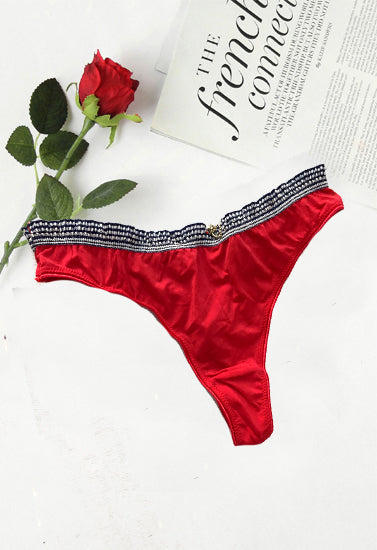 Ladies Ruffle Waistband Attached Luxurious Heart Pendant Tanga Thong, NikkiandNaomi