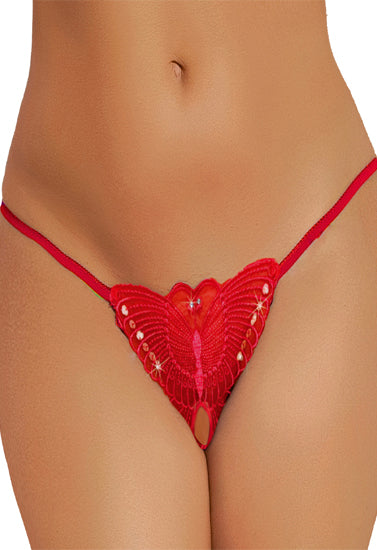 Ladies Sheer Butterfly Crotchless G-String, NikkiandNaomi