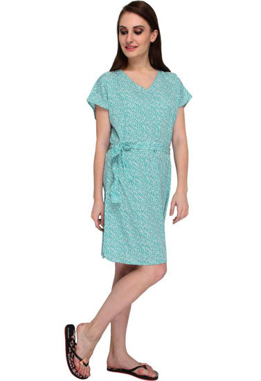Light Green Half Sleeves One Piece Beach Dress, NikkiandNaomi