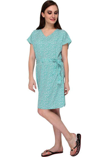 Light Green Half Sleeves One Piece Beach Dress, NikkiandNaomi