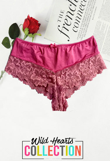 Lovely Cut Ties Pink Lace Hipster Panty, NikkiandNaomi