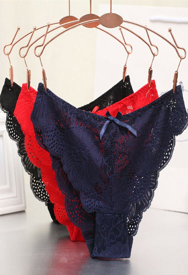 Low Waist Hollow Bow Panties (Pack of 3), NikkiandNaomi