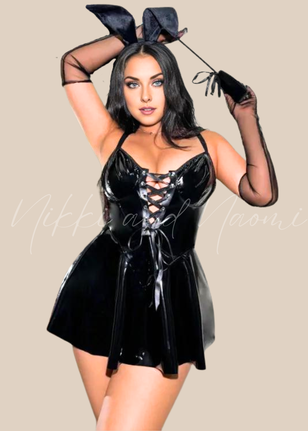 Plus-size sexy fantasy dress in black