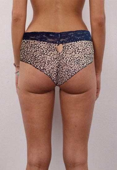 Sheer Printed Lace Boyshorts With Attached Pendent + 1 Free Bra, NikkiandNaomi