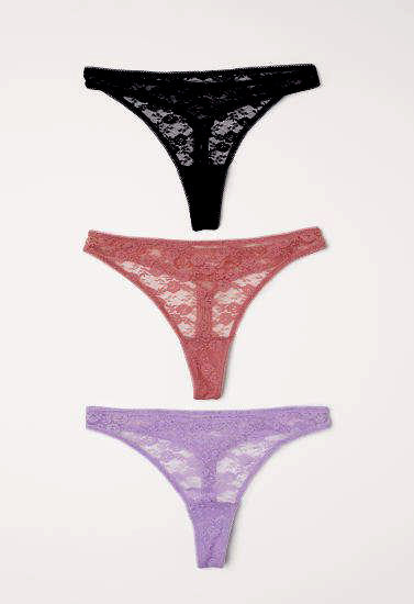 Ladies Sexy Sheer Tanga Thongs (pack of 3), NikkiandNaomi