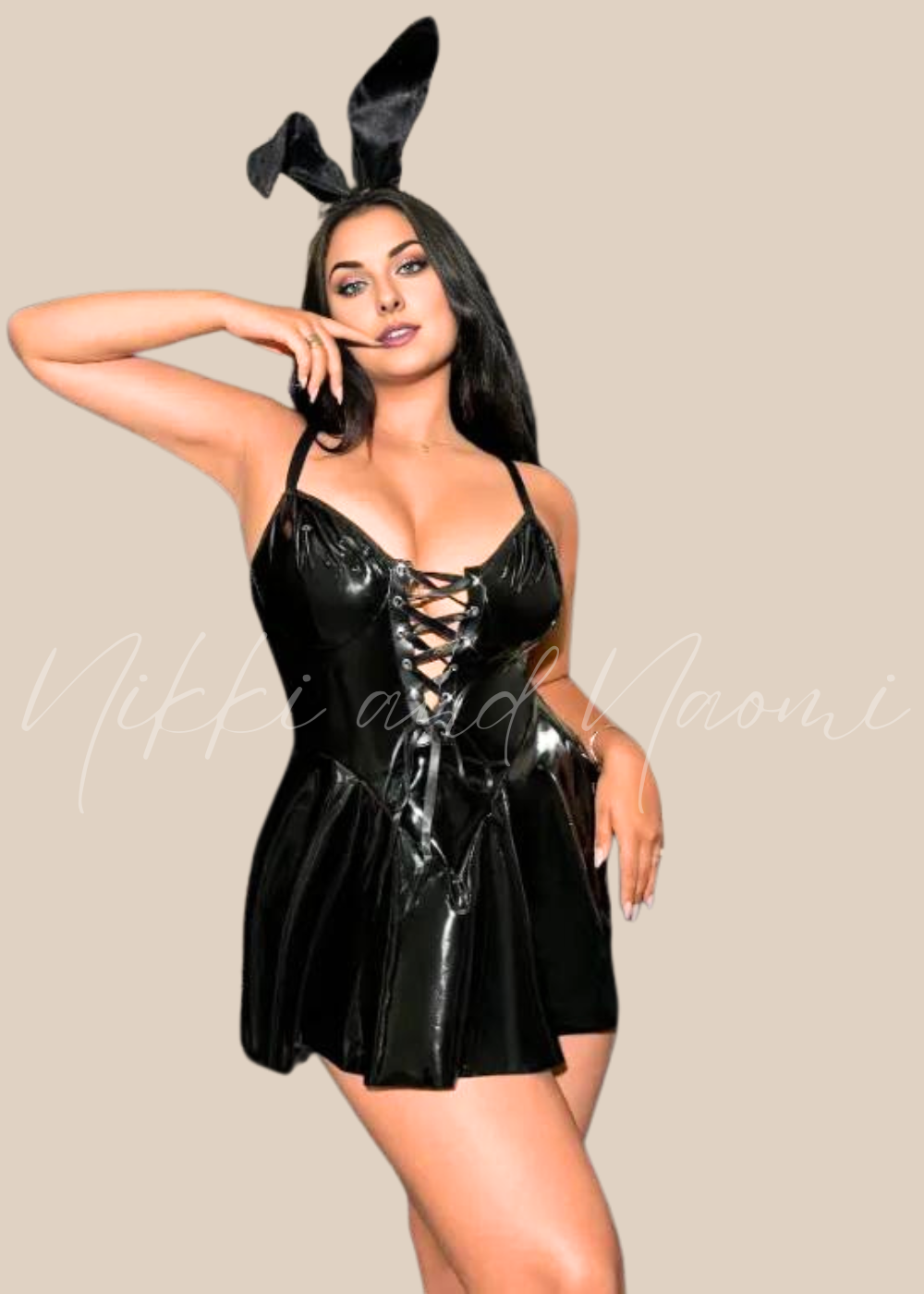 Plus-size sexy fantasy dress in black