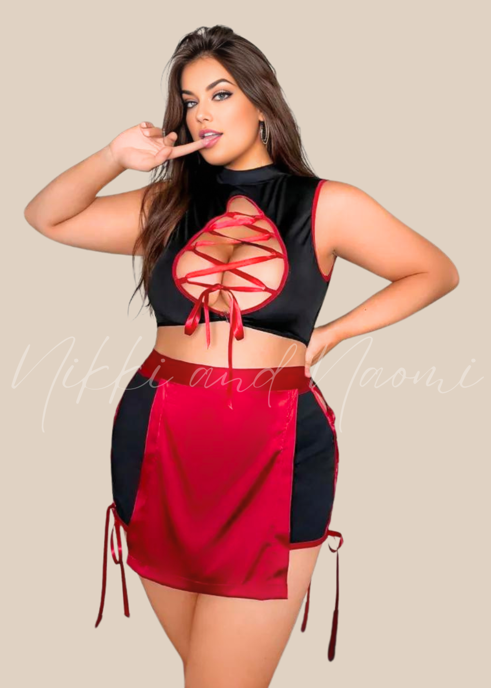 Plus Size Fantasy Maid Costume 4-Piece Set by Nikki and Naomi