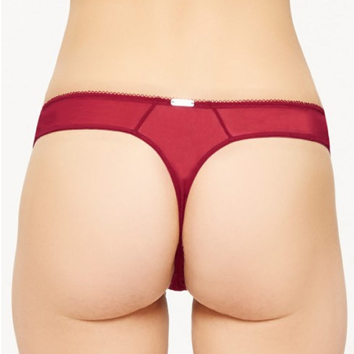 Maroon Thread Embroidery Seductive Lace Thong, NikkiandNaomi