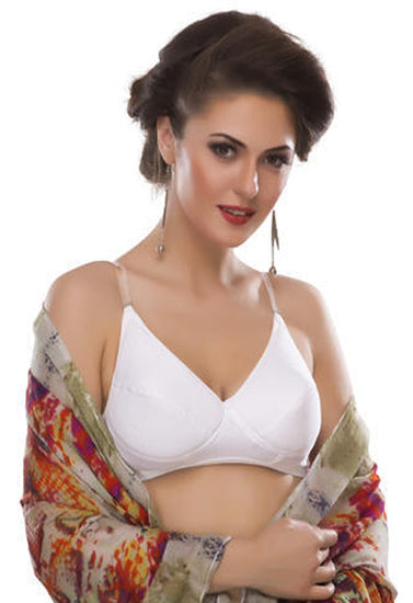 Pure cotton wire free white bra for summers, NikkiandNaomi
