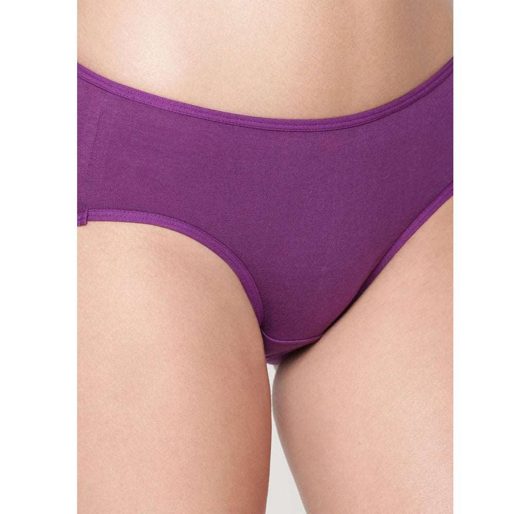 Comfy Snazzy Way Beauty Tagless Strechy Waist Women&#39;s Plus Size Purple Cotton Panties(Pkt of 2)