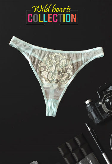 Ready To Play Blue Blush See Through Lace Thong, NikkiandNaomi