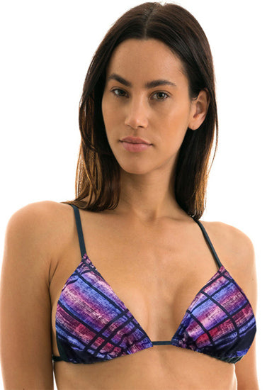 "COMFY" Rusty Dye Check Print Padded Beach Bra,,NikkiandNaomi
