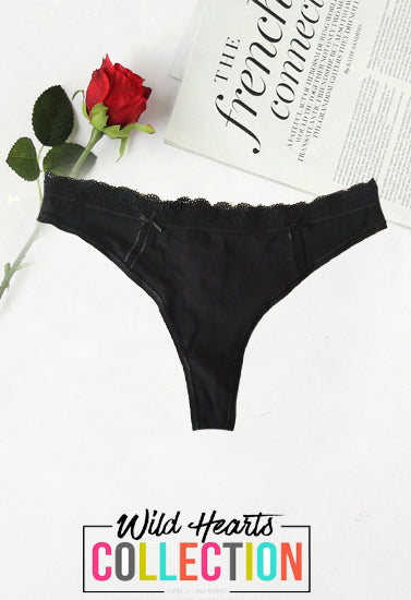 Black Soft & Sleek Cotton Thong, NikkiandNaomi