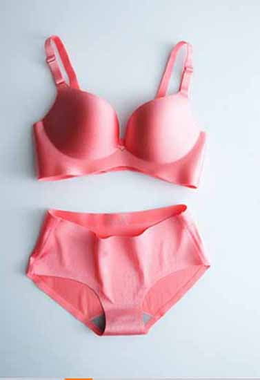 Seductive Pink Seamless Padded Pushup Bra Panty Set, NikkiandNaomi