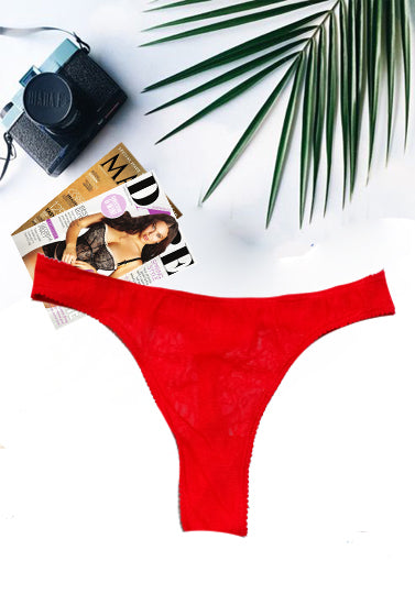 Seductive Red Lace Thong, NikkiandNaomi