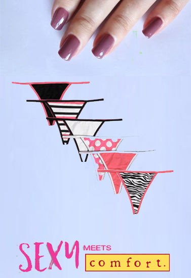 Sexy Cotton String Thongs Pack Of 6, NikkiandNaomi